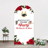 Lofaris Red Rose Horseshoe Kentucky Derby Party Arch Backdrop